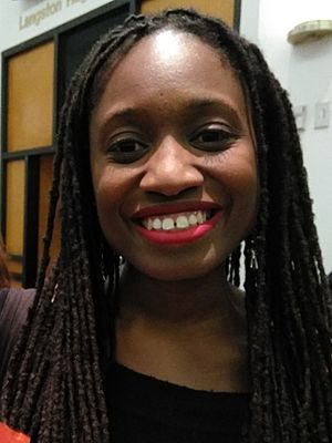 Aleshea Harris, panelist for Theater Talks: Playwrights, at the Schomburg Library in Harlem, NYC, on January 22, 2018