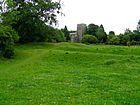 Clavering Essex, view from castle mound to church.JPG