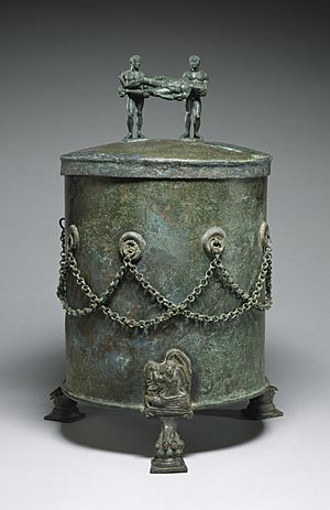 Etruscan - Cista Depicting a Dionysian Revel and Perseus with Medusa's Head - Walters 54136
