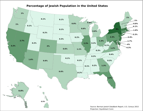 Jewish Percentage Population, United States