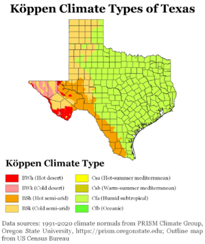 Köppen Climate Types Texas