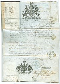 Military passport 1857 signed by George Villiers, 4th Earl of Clarendon