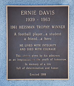 Plaque on Ernie Davis' statue