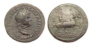 Roman coins sestertius Nero countermark X Legion Gemina