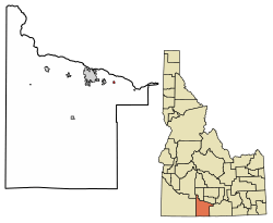 Location of Hansen in Twin Falls County, Idaho.
