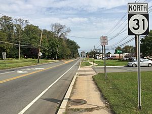 2017-09-12 10 30 42 View north along New Jersey State Route 31 at Delaware Avenue in Pennington Borough, Mercer County, New Jersey