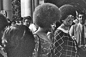 Angela Davis enters Royce Hall for first lecture October 7 1969