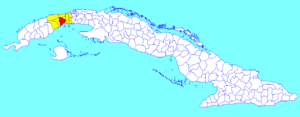 Artemisa municipality (red) within  Artemisa Province (yellow) and Cuba