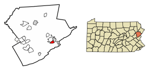 Location of Stroudsburg in Monroe County, Pennsylvania.