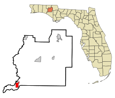 Location in Washington County and the state of Florida