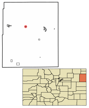Location of the Town of Eckley in Yuma County, Colorado.