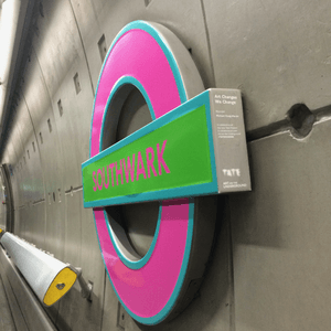 Art Changes, We Change - London Undergound roundel by Michael Craig-Martin at Southwark Station