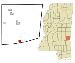 Location of Shubuta, Mississippi
