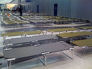 Cots for stranded passengers - O'Hare International Airport