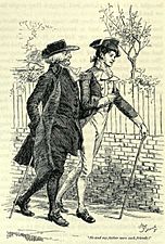 Illustration by Hugh Thomson (1860-1920) of the 1891 reissue of Cranford by Gaskell - 108
