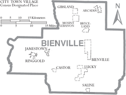 Map of Bienville Parish Louisiana With Municipal Labels