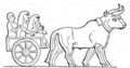 Nimrud - captive women drawn in an ox cart