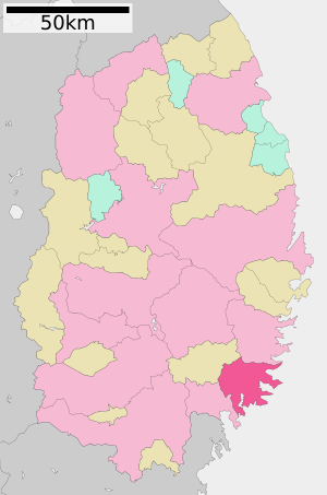 Location of Ōfunato in Iwate