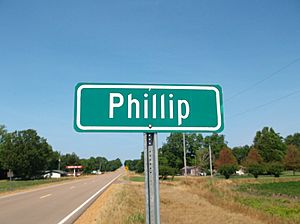 Highway sign, incorrectly spelled "Phillip"