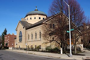 Saint Francis of Assisi Church (Columbus, Ohio) - exterior, quarter view