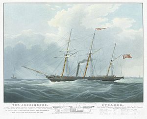 The Archimedes, fitted with Mr. F.P. Smith's Patent Screw Propeller - off The Nore, on her trip from Gravesend to Portsmouth - May 14th 1839 RMG PY8879.jpg