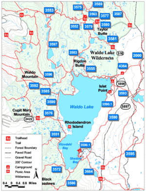 Waldo Lake map
