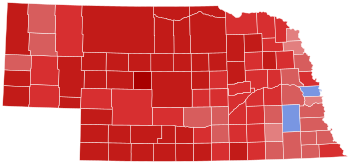 2018 Nebraska gubernatorial election results map by county