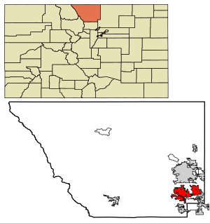 Location of the City of Loveland in Larimer County, Colorado.