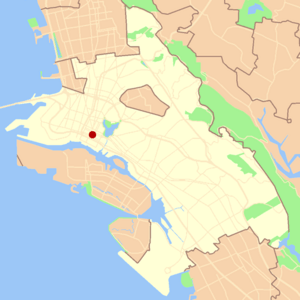 Location of Oakland's Chinatown in the City of Oakland.