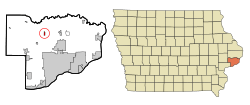 Location of Donahue, Iowa
