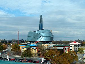 The Canadian Museum for Human Rights as seen from The Forks Tower 02
