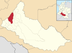 Location of the municipality and town of Florencia in the Caquetá Department of Colombia.
