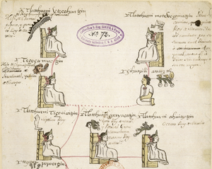 Familia de gobernantes mexicas en la genealogía de Pedro Dionisio (1566)