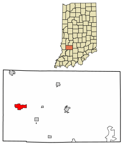 Location of Linton in Greene County, Indiana.