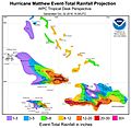 Hurricane Matthew October 2, 2016, rainfall forecast for Caribbean