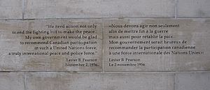LPB quote on Peacekeeping Monument