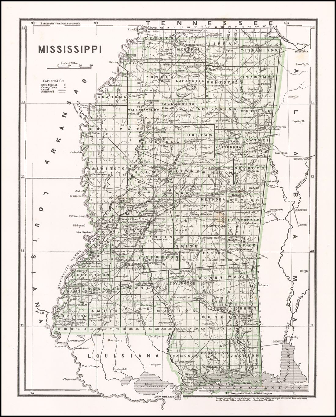 1842 map showing Peyton