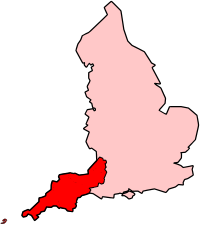 Map of south-west England shown within England (Met Office region)