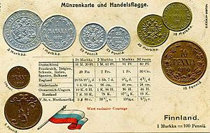 Numismatic postcard from the early 1900's - Grand-Duchy of Finland (Russia)
