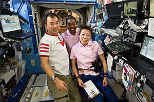 STS-131 Soichi Noguchi, Stephanie Wilson and Naoko Yamazaki