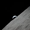 Waning crescent earth seen from the moon