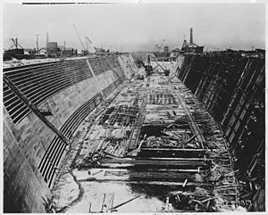 (Construction Progress Phptograph,Hunters' Point Dry Dock, San Francisco, CA, circa 1868^ showing the first dry dock... - NARA - 296809