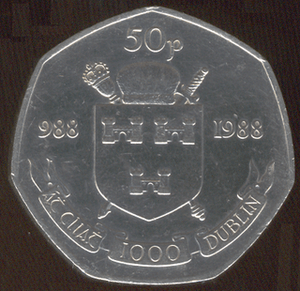 Irish fifty pence (decimal coin for millennium)
