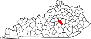 Map of Kentucky highlighting Garrard County