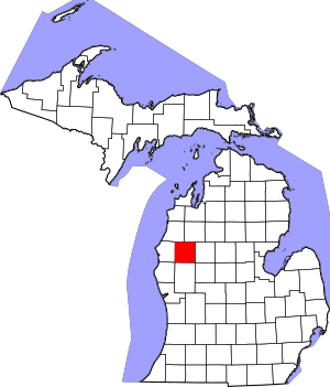 Map of Michigan highlighting Lake County