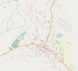 Map of Romney, West Virginia, with mark showing location of the Confederate Memorial