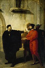 Shylock rebuffing Antonio (Westall, 1795)