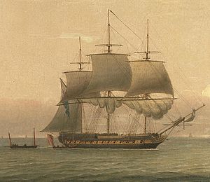 The arrival of the frigate H.M.S. 'Anson' (cropped)
