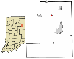 Location of Uniondale in Wells County, Indiana.
