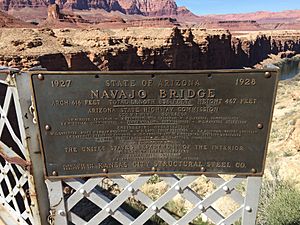 2016-03-20 14 22 43 Plaque dedicating the original Navajo Bridge (former U.S. Route 89A) in Marble Canyon, Arizona
